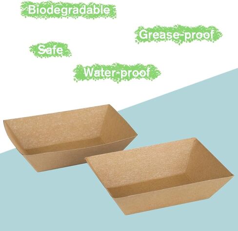 موكوك 60 حزمة من القوارب الورقية بوزن 2 رطل لتقديم الطعام، صواني طعام شديدة التحمل بوزن 2 رطل، سلال صواني طعام من ورق الكرافت للاستعمال مرة واحدة من أجل ناتشوز هوت دوج الفشار وحفلات الامتياز والأطعمة والتوابل in Kuwait