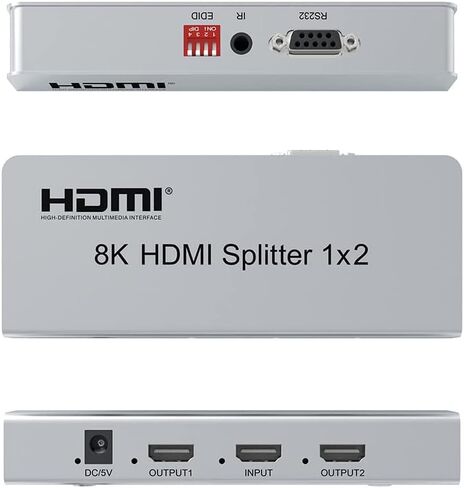 61120E 1x2 8K HDMI splitter supports 8k 60hz / 4k 120hz with EDID setting in Saudi Arabia