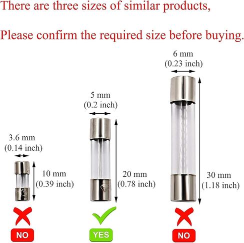 SIXQJZML 10 عبوات F3AL صمامات سريعة النفخ 3A 250V صمامات زجاجية 0.2 × 0.78 بوصة / 5 × 20 مم (3 أمبير) (F3A) in Kuwait