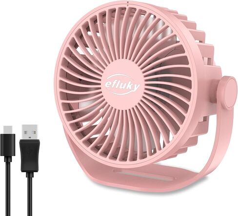 efluky USB Small Desk Fan, 3 Speeds USB Rechargeable Fan Built-in Battery, 360° Adjustment Portable Mini Fan Suitable for Home, Office and Travel, Black in Saudi Arabia