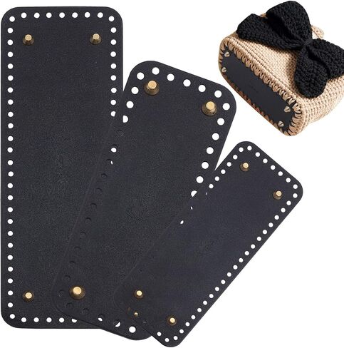 PH PandaHall Leather Purse Bottom for Crochet, 3 Sizes Black Bag Bottoms Oval Knitting Crochet Bags Bottom Shaper Cushion Base with Holes for DIY Crochet Bag Shoulder Bags Purse Making in Saudi Arabia