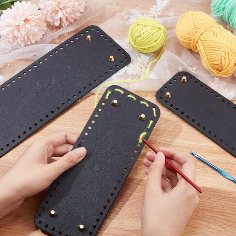 PH PandaHall Leather Purse Bottom for Crochet, 3 Sizes Black Bag Bottoms Oval Knitting Crochet Bags Bottom Shaper Cushion Base with Holes for DIY Crochet Bag Shoulder Bags Purse Making in Saudi Arabia