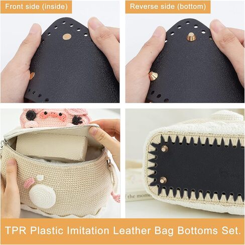PH PandaHall Leather Purse Bottom for Crochet, 3 Sizes Black Bag Bottoms Oval Knitting Crochet Bags Bottom Shaper Cushion Base with Holes for DIY Crochet Bag Shoulder Bags Purse Making in Saudi Arabia