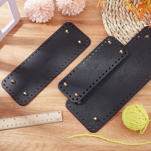 PH PandaHall Leather Purse Bottom for Crochet, 3 Sizes Black Bag Bottoms Oval Knitting Crochet Bags Bottom Shaper Cushion Base with Holes for DIY Crochet Bag Shoulder Bags Purse Making in Saudi Arabia