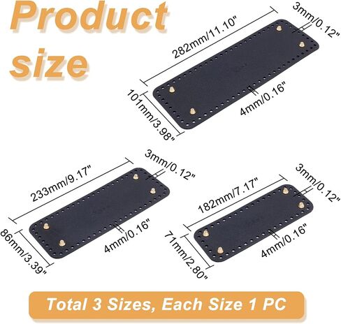 PH PandaHall Leather Purse Bottom for Crochet, 3 Sizes Black Bag Bottoms Oval Knitting Crochet Bags Bottom Shaper Cushion Base with Holes for DIY Crochet Bag Shoulder Bags Purse Making in Saudi Arabia