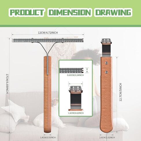 مزيل شعر الحيوانات الأليفة - مزيل شعر الكلاب والقطط ومنظف الوبر للسجاد والأريكة والملابس - أداة إزالة الفراء، مكشطة سجاد محمولة، فرشاة حلاقة كرة شعر الأثاث - أداة مثالية لإزالة شعر الحيوانات الأليفة (الخشب) in Kuwait