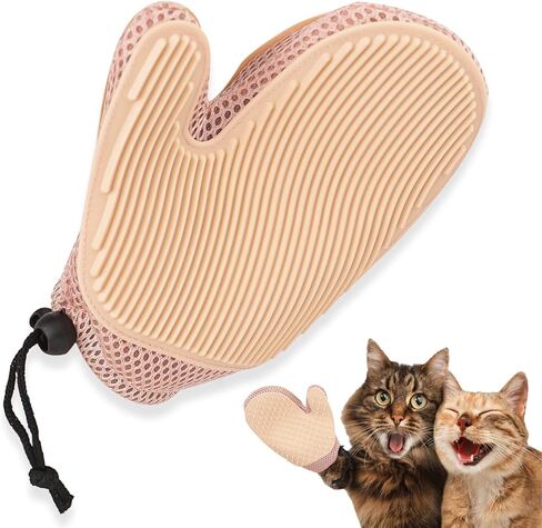 قفاز شعر القطط 2 في 1 من مولي باوز لإزالة فراء الحيوانات الأليفة، قفاز للعناية بالكلاب لتساقط الشعر والتدليك، قفاز فعال لإزالة شعر الحيوانات الأليفة للأريكة والسجاد [وردي/مفرد] in Kuwait