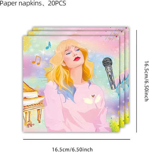 Music-Themed Party Supplies, 20 Plates, 20 Napkins and 1 Tablecloth, Birthday Party Decorations for Boys and Girls (41) in Saudi Arabia