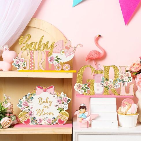 Suzile 6 Pcs Unicorn Birthday Table Wooden Decorations Unicorn Rainbow Birthday Party Table Decor Pink Photo Props Sign for Girls Baby Shower Birthday Party Supplies in Kuwait