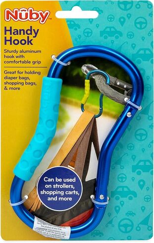 Nuby Large Handy Hook Carabiner Stroller Clip with Textured Soft Grip, Aqua in Saudi Arabia