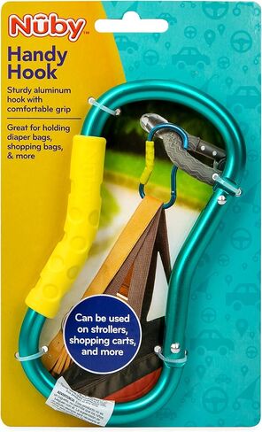 Nuby Large Handy Hook Carabiner Stroller Clip with Textured Soft Grip, Aqua in Saudi Arabia