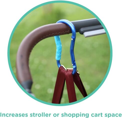 Nuby Large Handy Hook Carabiner Stroller Clip with Textured Soft Grip, Aqua in Saudi Arabia