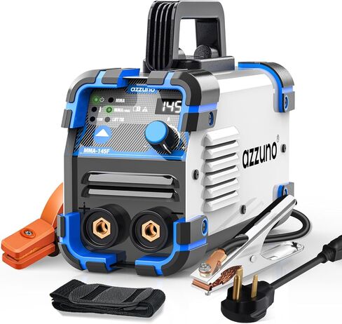 AZZUNO ماكينة لحام صغيرة بقدرة 110/220 فولت، ماكينة لحام قوسية صغيرة MMA/رفع Tig 145A، ماكينة لحام قوسية محمولة مع عاكس IGBT مدمج قوة قوس البدء الساخن المضادة للالتصاق in Kuwait