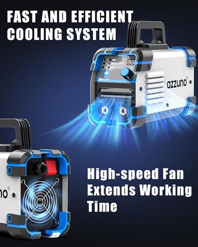 AZZUNO ماكينة لحام صغيرة بقدرة 110/220 فولت، ماكينة لحام قوسية صغيرة MMA/رفع Tig 145A، ماكينة لحام قوسية محمولة مع عاكس IGBT مدمج قوة قوس البدء الساخن المضادة للالتصاق in Kuwait