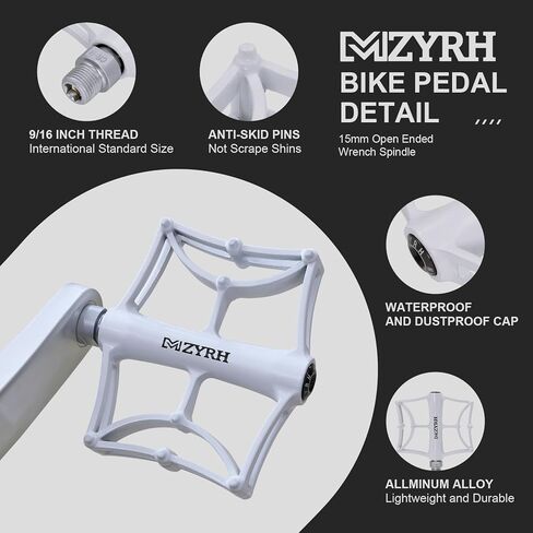 دواسات الدراجة الجبلية MZYRH بدواسات مسطحة للدراجات الجبلية، دواسات دراجة من سبائك الألومنيوم خفيفة الوزن مقاس 9/16 بوصة للطرق BMX MTB in Kuwait