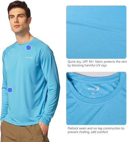 BALEAF Men's Sun Protection Shirts UV SPF T-Shirts UPF 50+ Long Sleeve Rash Guard Fishing Running Quick Dry in Saudi Arabia