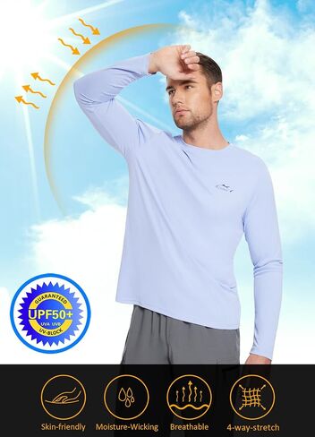 BALEAF Men's Sun Protection Shirts UV SPF T-Shirts UPF 50+ Long Sleeve Rash Guard Fishing Running Quick Dry in Saudi Arabia