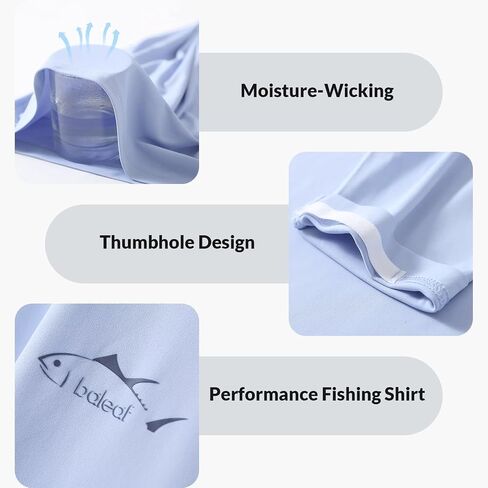 BALEAF Men's Sun Protection Shirts UV SPF T-Shirts UPF 50+ Long Sleeve Rash Guard Fishing Running Quick Dry in Saudi Arabia