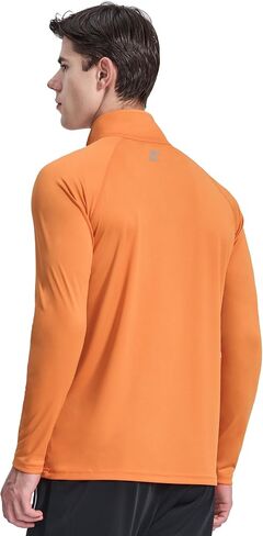 Men's 1/4 Zip Up Long Sleeve Running Shirts UPF 50+ Sun Protection SPF T-Shirts Athletic Workout Rash Guard in Saudi Arabia
