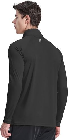 Men's 1/4 Zip Up Long Sleeve Running Shirts UPF 50+ Sun Protection SPF T-Shirts Athletic Workout Rash Guard in Saudi Arabia