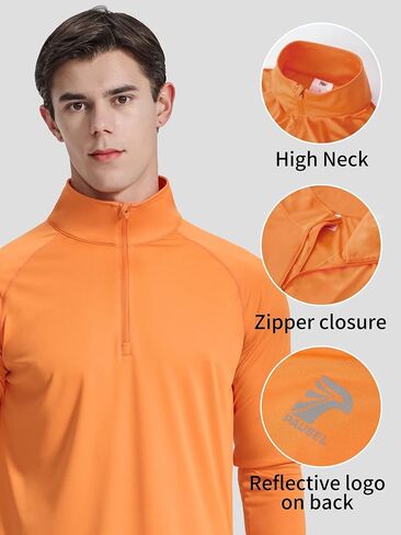 Men's 1/4 Zip Up Long Sleeve Running Shirts UPF 50+ Sun Protection SPF T-Shirts Athletic Workout Rash Guard in Saudi Arabia