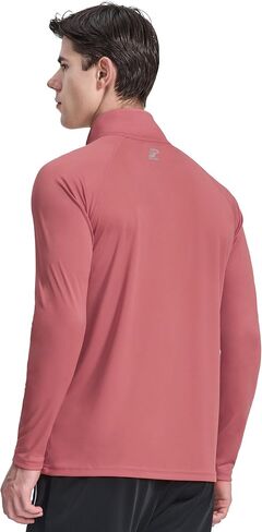 Men's 1/4 Zip Up Long Sleeve Running Shirts UPF 50+ Sun Protection SPF T-Shirts Athletic Workout Rash Guard in Saudi Arabia