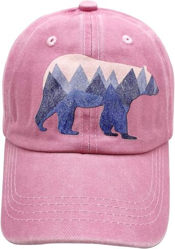 قبعة بيسبول للفتيات من Waldeal قابلة للتعديل على شكل الدب الجبلي للأطفال، قبعة غولف منخفضة المظهر باللون الوردي in Kuwait