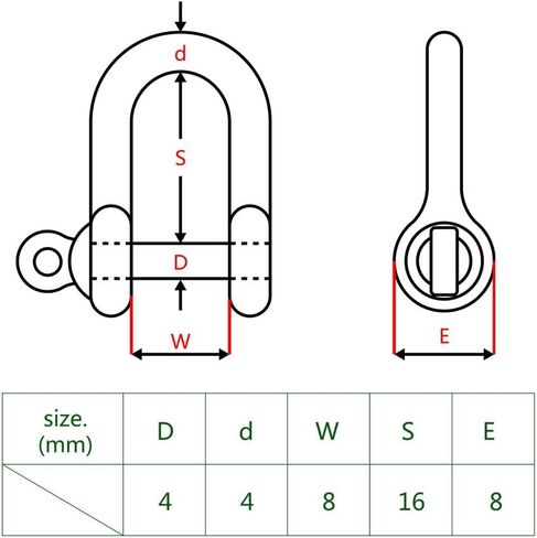 Micro Traders 10pcs 0.16 Inch D Shackle Screw Pin Buckle Compatible with Marine Boat Shade Sail Trailer Caravan in Saudi Arabia