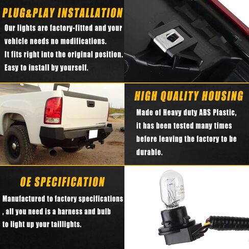 مصباح خلفي للجانب الأيسر من Boine متوافق مع 2007-2013 GMC Sierra 1500 2500HD 3500HD غطاء الضوء الخلفي - لمبة متضمنة (جانب السائق الأيسر) in Kuwait