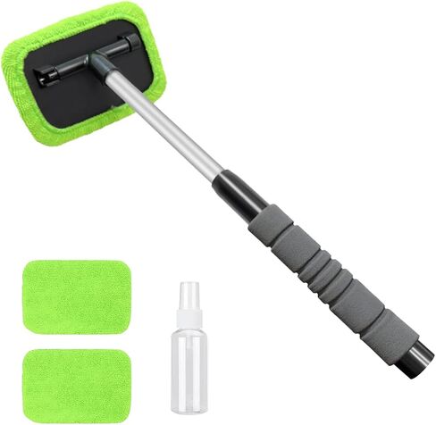 GLSOWEE Car Windshield Cleaning Tools, Car Glass Wiper Kit with Extendable Handles, Microfiber Cloth and Spray Bottle, Reusable Glass Cleaner, Car Interior and Exterior Cleaning Tools in Saudi Arabia