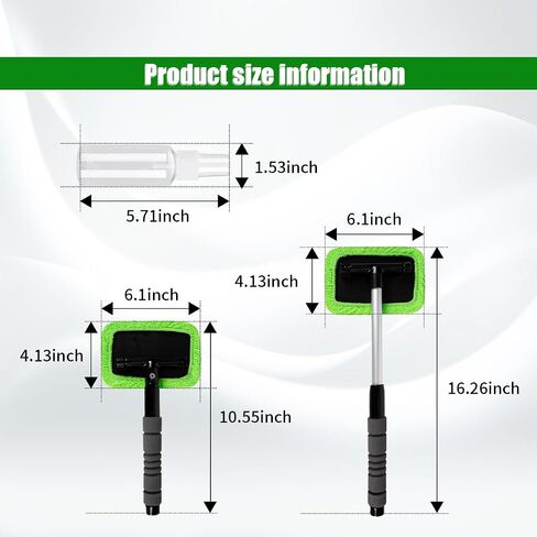 GLSOWEE Car Windshield Cleaning Tools, Car Glass Wiper Kit with Extendable Handles, Microfiber Cloth and Spray Bottle, Reusable Glass Cleaner, Car Interior and Exterior Cleaning Tools in Saudi Arabia