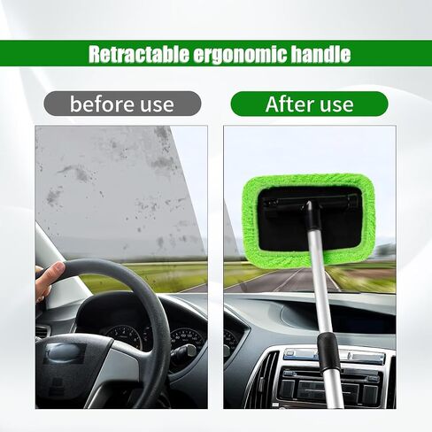 GLSOWEE Car Windshield Cleaning Tools, Car Glass Wiper Kit with Extendable Handles, Microfiber Cloth and Spray Bottle, Reusable Glass Cleaner, Car Interior and Exterior Cleaning Tools in Saudi Arabia