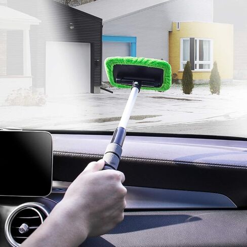 GLSOWEE Car Windshield Cleaning Tools, Car Glass Wiper Kit with Extendable Handles, Microfiber Cloth and Spray Bottle, Reusable Glass Cleaner, Car Interior and Exterior Cleaning Tools in Saudi Arabia