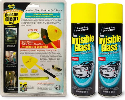 أدوات العناية بالسيارات من الزجاج غير المرئي، مجموعة واحدة للوصول إلى النوافذ والزجاج الأمامي وأداة التنظيف (95160) مع منظفين (91164)، 38. أونصة سائلة in Kuwait