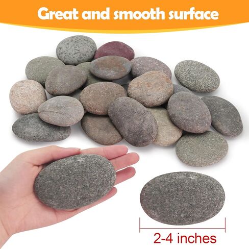 24pcs River Rocks for Painting- 2-4 in Extra Large Hand Picked Rock-Thick-Flat-Smooth Painting Rocks- Perfect for DIY, Kids Crafts, Kindness Stone, Garden & Home Decor, Holiday Easter Gift in Saudi Arabia