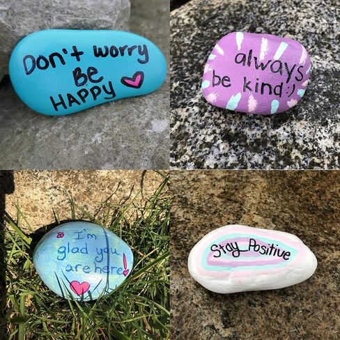 24pcs River Rocks for Painting- 2-4 in Extra Large Hand Picked Rock-Thick-Flat-Smooth Painting Rocks- Perfect for DIY, Kids Crafts, Kindness Stone, Garden & Home Decor, Holiday Easter Gift in Saudi Arabia