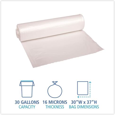 بطانات العلب الصناعية ذات الكثافة الخطية المنخفضة من بوردووك، 30 جالون، 0.65 مل، 30 × 36، أسود، 200/كرتون (L3036H) in Kuwait