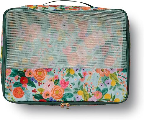 RIFLE PAPER CO. Packing Cube Set of 3 (Includes 3 Different Sizes and Laundry Bag, Travel Must Have Accessory, Stylized Pattern), Peacock in Kuwait