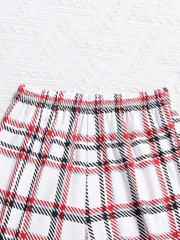 Milumia Girl's 3Pcs Summer Outfits Cami Top with Plaid Long Pants and Shorts Clothing Set in Saudi Arabia