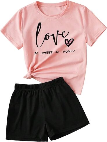 SweatyRocks Girl's 2 Piece Outfits Tie Dye Short Sleeve Crewneck Top and Shorts Set in Saudi Arabia