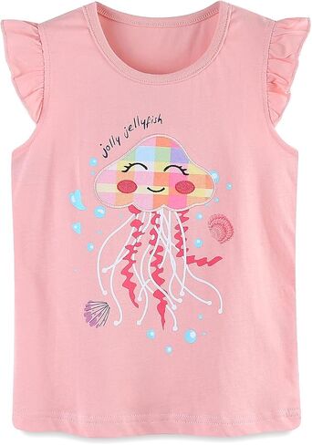 AOSTA BETTY Toddler Girls Summer Outfit Ruffle Sleeve T Shirt and Short Set Cotton Tank Top Clothing 2 Pieces Size 2-7Y in Saudi Arabia