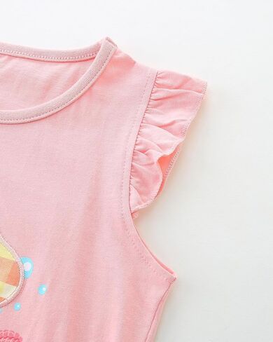 AOSTA BETTY Toddler Girls Summer Outfit Ruffle Sleeve T Shirt and Short Set Cotton Tank Top Clothing 2 Pieces Size 2-7Y in Saudi Arabia
