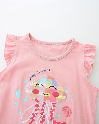 AOSTA BETTY Toddler Girls Summer Outfit Ruffle Sleeve T Shirt and Short Set Cotton Tank Top Clothing 2 Pieces Size 2-7Y in Saudi Arabia