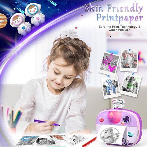 Kids Instant Printing Camera with Print Papers2.4 inch 1080P LCD Screen Dual Camera Toddler Camera - P83 (Blue) in Kuwait
