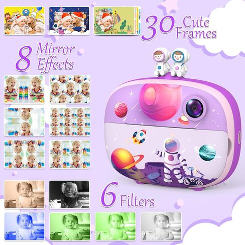 Kids Instant Printing Camera with Print Papers2.4 inch 1080P LCD Screen Dual Camera Toddler Camera - P83 (Blue) in Kuwait