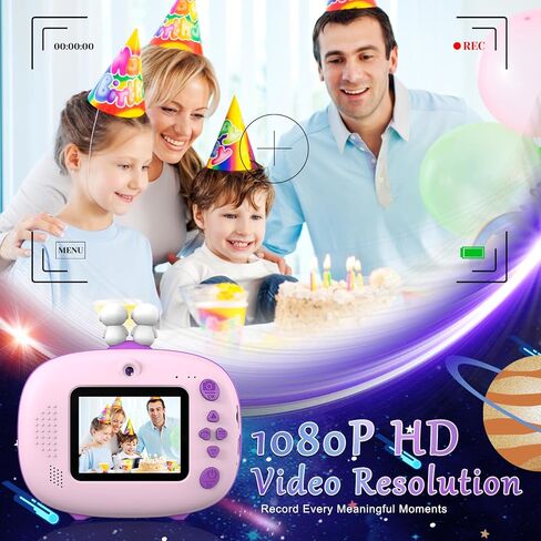 Kids Instant Printing Camera with Print Papers2.4 inch 1080P LCD Screen Dual Camera Toddler Camera - P83 (Blue) in Kuwait