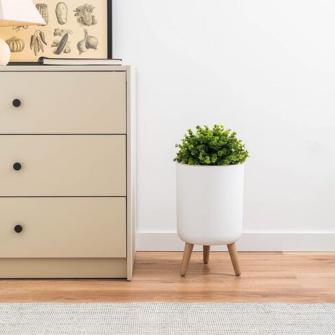 سلة مهملات الحمام الصغيرة من Earth & Mango مع غطاء، سلة قمامة الحمام الصغيرة مع غطاء على شكل نبات، 1.8 جالون، أبيض، مثالية لغرفة النوم والمكتب والحمامات، سلة المهملات التي تبدو مثل النبات in Kuwait