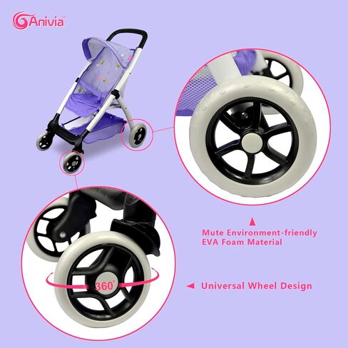 Baby Doll Collection Anivia Doll Stroller Heart Design Gifts for Toddlers and Girls Foldable Doll Stroller (DA208 Pink)… in Saudi Arabia