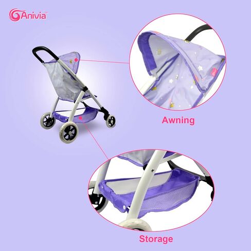 Baby Doll Collection Anivia Doll Stroller Heart Design Gifts for Toddlers and Girls Foldable Doll Stroller (DA208 Pink)… in Saudi Arabia