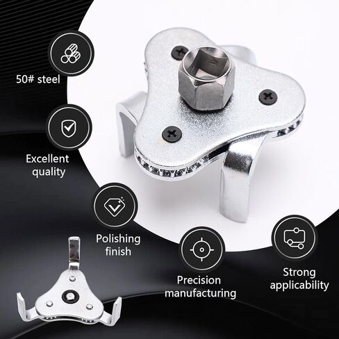 UGSHY 1 PC Car Oil Filter Wrench, Flat 3 Jaw Adjustable Flexible Efficient Oil Grid Disassembly Tool, for 1/2" DR drive tools or 13/16" rotating handle, Universal for Car Accessories (Silver) in Saudi Arabia